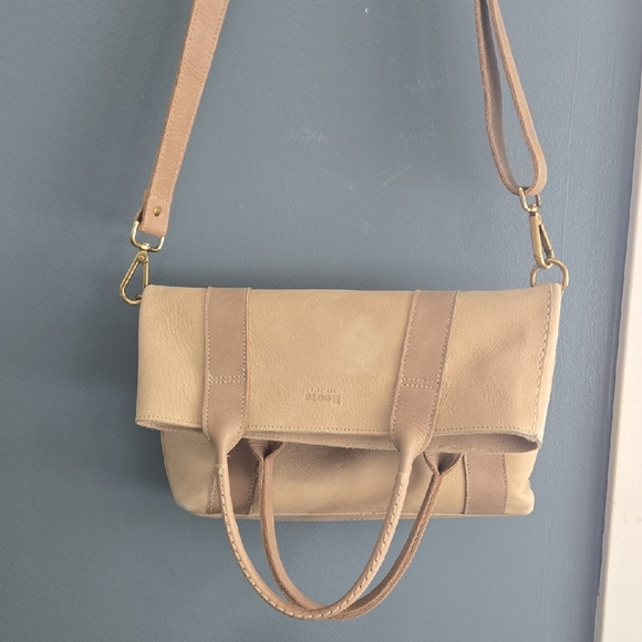 Roots Beige Leather Tote Bag Crossbody Purse - Picture 8 of 8